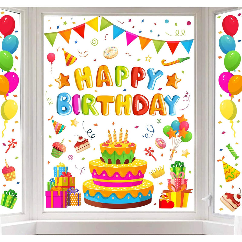 6 Sheets Birthday Window Clings Happy Birthday Window Decals Colorful Birthday