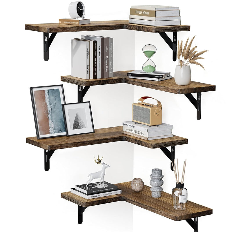 Corner Floating Shelves, Set Of 4 Corner Wall Shelves, Shelves For Wall Decor,