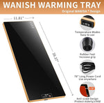 Electric Warming Tray(Extra Long 40”x12”),Food Warmer with Thermostat and Full Surface Heating,Food Warming Mat with 2 Temperature Modes for Parties Buffet,Gatherings,Gold Edge Warming Mat for Food