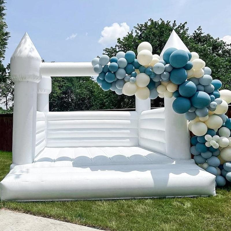 Inflatable White Bounce House Castle, 13X13X10Ft Large Jumper Pvc Bouncy House