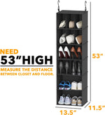 2 Pack Hanging Closet Organizer and Storage with Dividers, 24 Compartments Hanging Shoe Shelves for Closet, Wardrobe, RV, Garment Rack - Black