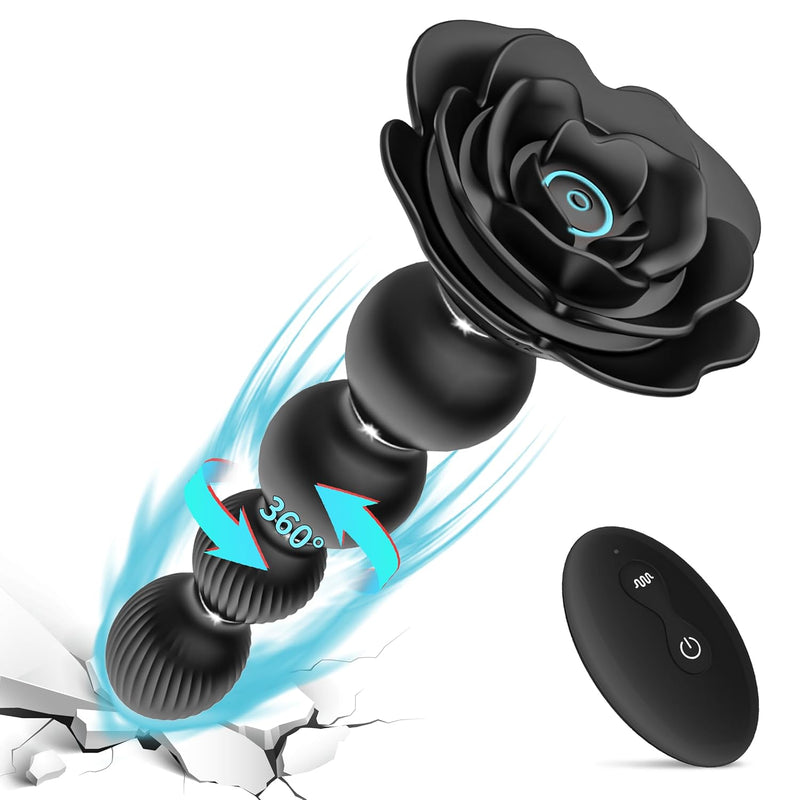 Anal Beads Anal Butt Plug,10 Rotate Twist And Vibrating Modes,Prostate Massager Graded Silicone Design Anal Vibrators For Men,Remote Control Rose Toy For Women,Adult Sex Toys For Couple (Sepia Black)