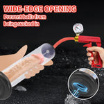 9"" X 1.75"" Penis Pump With Vacuum Gauge Red Handle, Vacuum Penis, Manual Penis Pump For Men, Enlargement, Penis Bigge Size