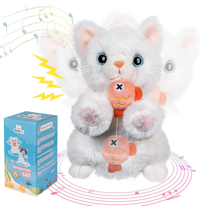 Interactive Plush Cat, Electronic Kitten Pet Cute Stuffed Toys, Robotic Eating