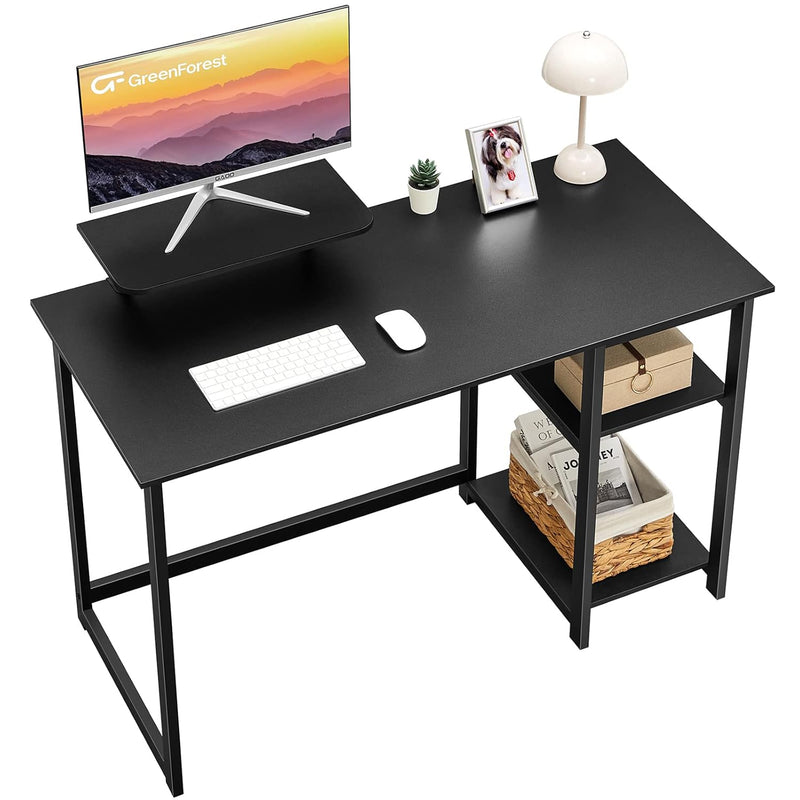 Computer Desk With Monitor Stand And Reversible Storage Shelves,39 Inch Small