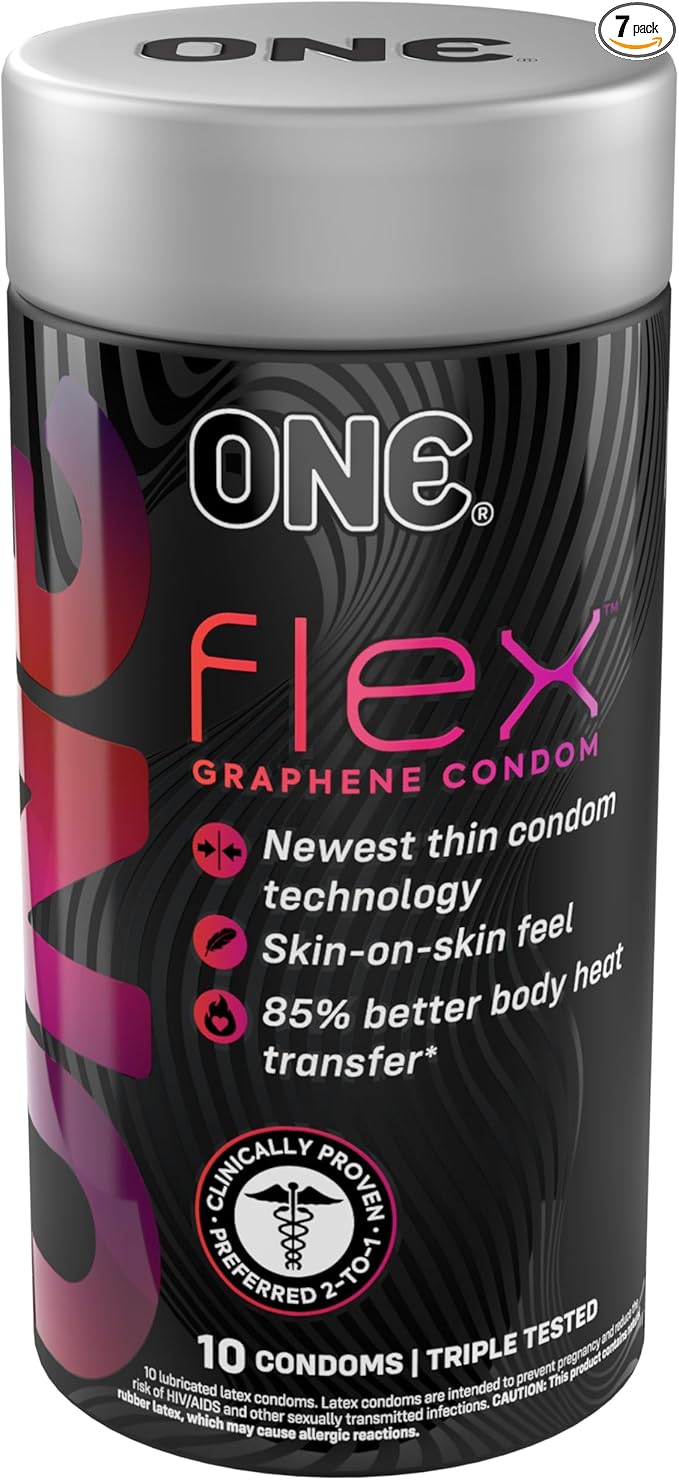 Flex™ Condoms︱ Next Generation Condoms Enhanced with Graphene, The World's Thinnest & Strongest Material︱Advanced Sensation︱ Ultra Thin, Flexible, Strong︱Nontoxic, Vegan, Non-GMO︱10 Count