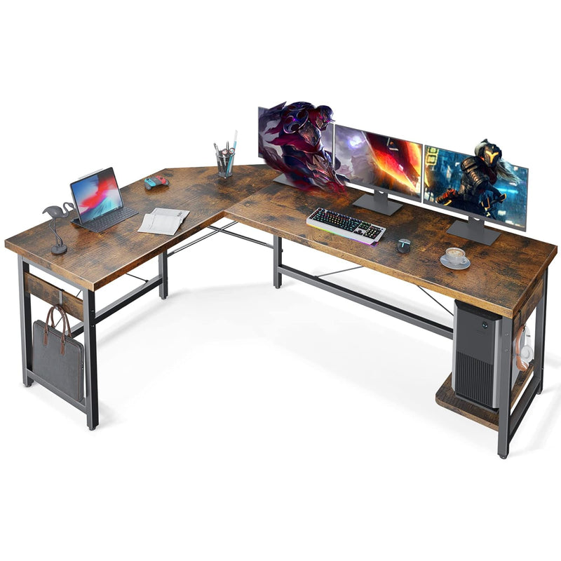 66" L Shaped Gaming Desk, Corner Computer Desk, Sturdy Home Office Computer Ta