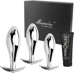 3PC Metal Anal Plug Set with Diamond Accents, Prostate Massager for Couples