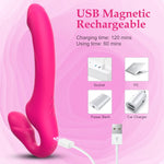 Strapless Strap-On Dildo Vibrator with Remote, 10 Modes, Double-Ended Silicone Toy
