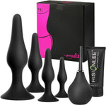 5PCS Silicone Anal Plug Set for Beginners, Men & Women - Adult Sex Toys (Black)