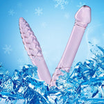 Glass Double-Ended Dildo with Spiral Texture & Realistic Glans for G-Spot & Anal Play