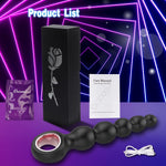 Vibrating Anal Beads with Pull Ring, Dual Motor Silicone Plug with 10 Modes