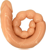 18.9" Double-Ended Dildo with Veins & Glans, Anal Beads for Vaginal & Anal Play