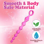 8.2-Inch Silicone Anal Beads Butt Plug with Pull Ring, G-Spot Stimulator (Pink)