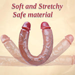 17.7" Extra Large Dual-Headed Flexible Dildo – Realistic, Thick Silicone Toy