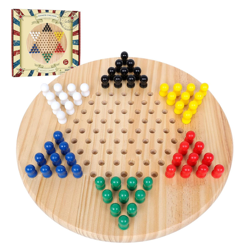 Chinese Checkers Board Game Toy for Adults Seniors Kids, 11.3 Classic Woode