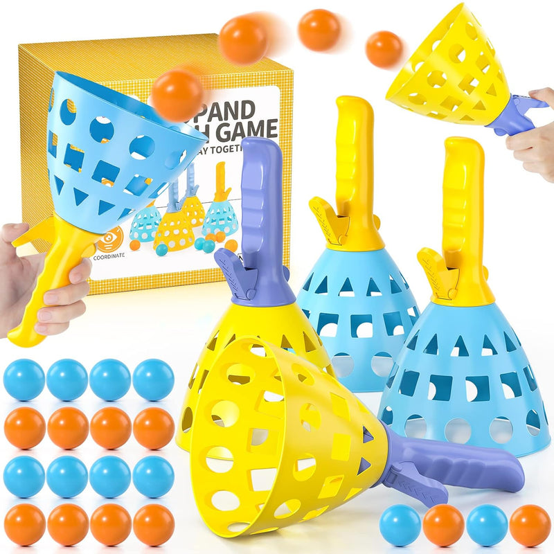 TEMI Pop Pass Catch Ball Game with 4 Catch Launcher Baskets and 20 Balls, B