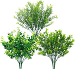 6 Bundles Artificial Greenery Stems Mixed Fake Plants Eucalyptus Rosemary Magnolia Stems Faux Plastic Artificial Plants for Outdoor Indoor Garden Home Window Box Decor