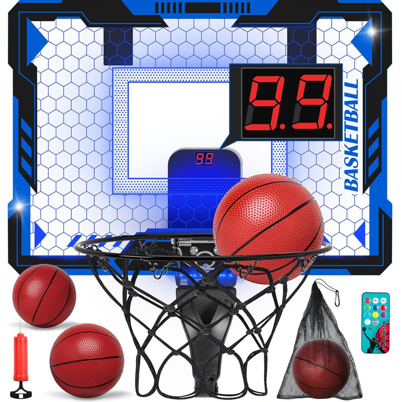 Remote Control Basketball Hoop Indoor For Kids, Over Door Basketball Hoop W