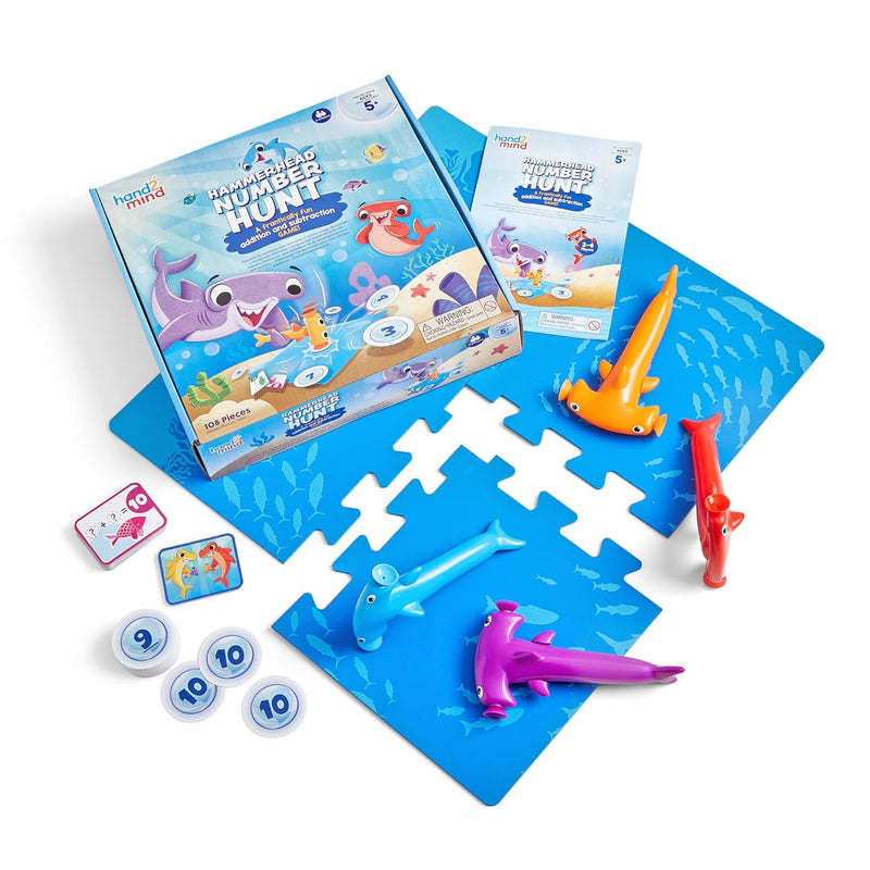 hand2mind Hammerhead Number Hunt! Math Game, Addition and Subtraction Games