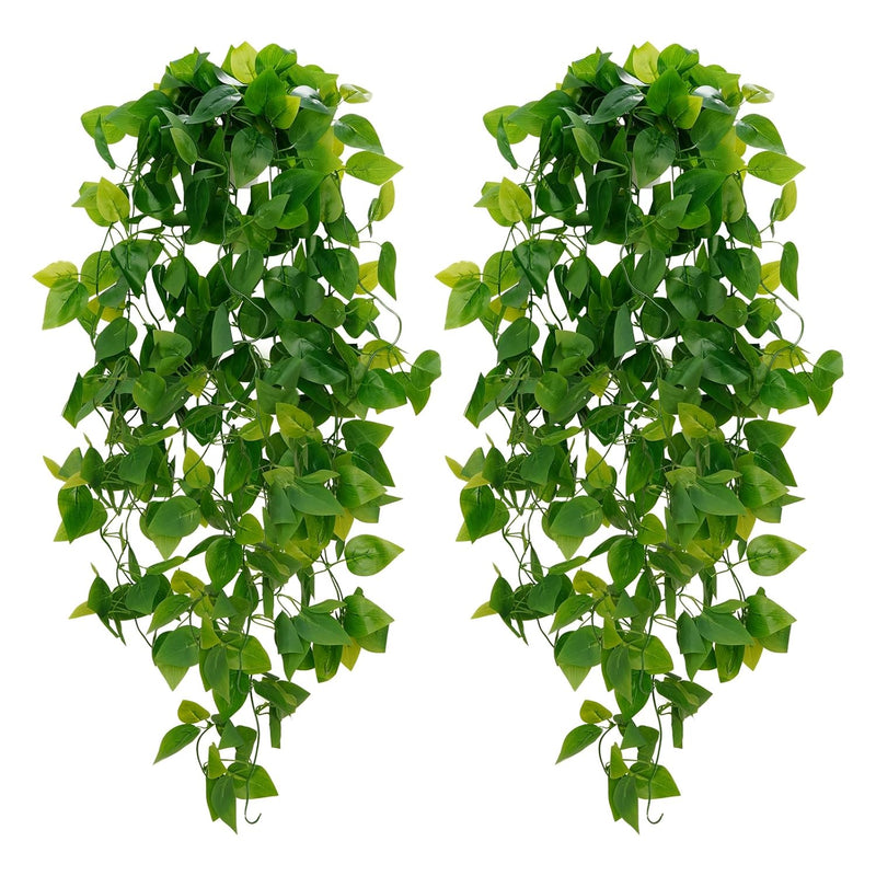 Fake Hanging Plants, 2Pcs Artificial Hanging Plant, Faux Pothos Vines Hanging
