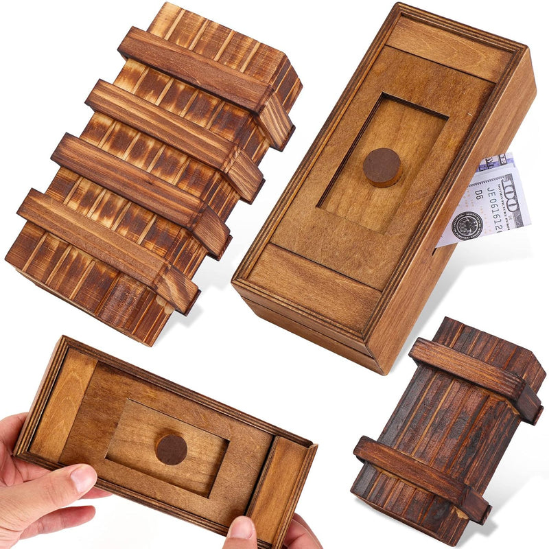 Puzzle Box 3 Pack Wooden Secret Puzzle Box With Hidden Compartment 3D Brain