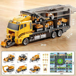 Construction Truck Toy Set with Play Mat and Mini Vehicles for Kids