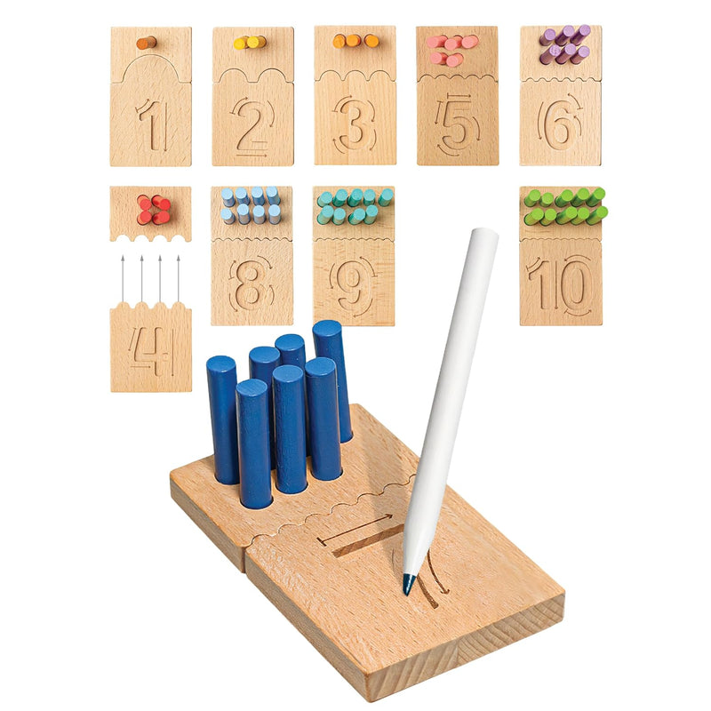 Wooden Counting Pegs And Number Tracing Boards Montessori Math Toy For Todd