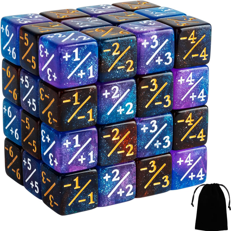 48 PCS Magic The Gathering Token Dice Counters Marble Cube D6 Dice Glitter