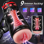 Male Masturbator Sex Toys For Men - Vibrating Pocket Pussy Penis Pump 2 Sleeves Realistic Fleshy With 9 Sucking & 9 Vibrating, Adult Toys Mens Sex Toy, Lcd Display Penis Training Stroker Sex Machine