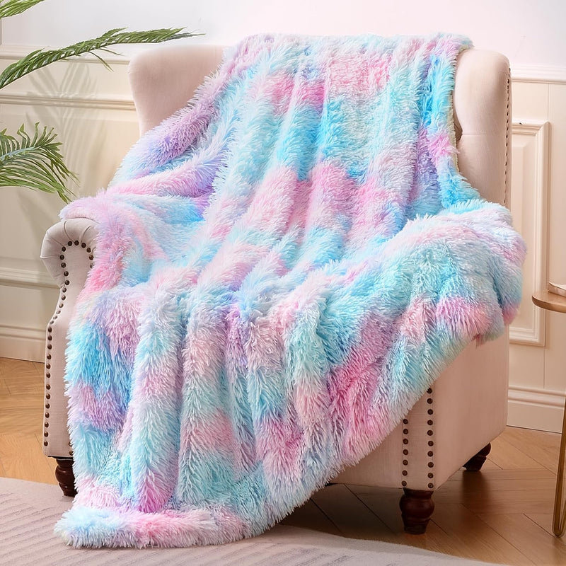 Super Soft Fuzzy Faux Fur Throw Blanket, Fluffy Plush Cozy Reversible Shaggy S