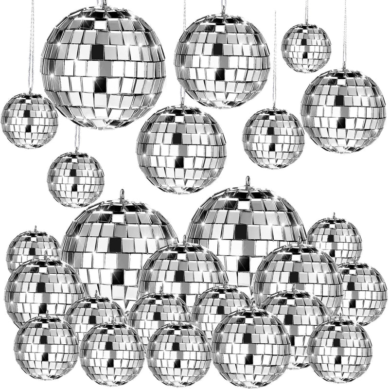 20 Pcs Hanging Mirror Disco Ball Glass Disco Ball Christmas Tree Ornaments Ref