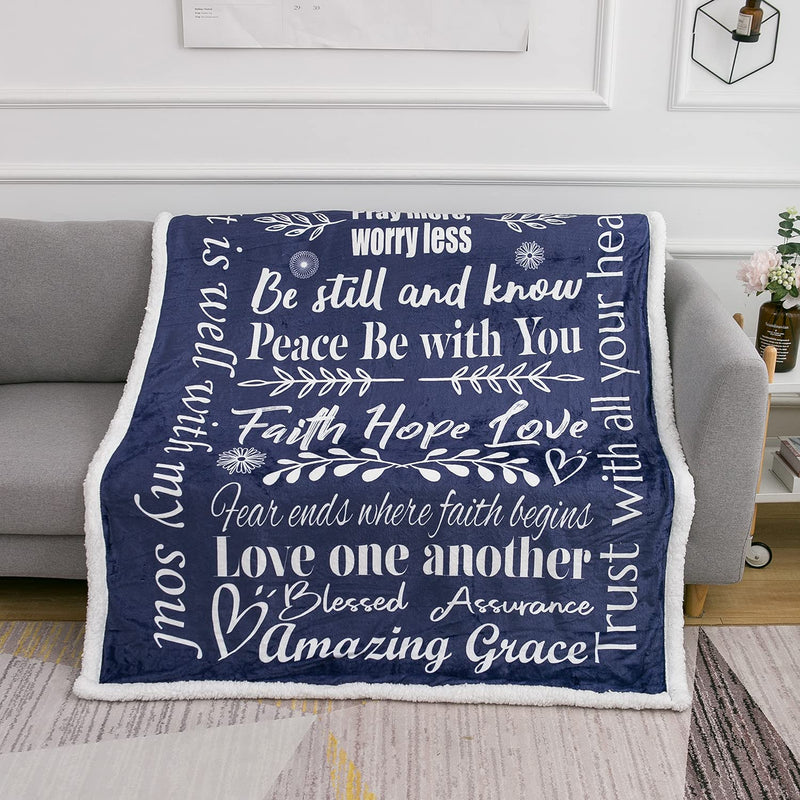 Christian Throw Blanket Religious Gifts - Inspirational Fluffy Blankets With F