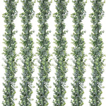 6 Pack Faux Eucalyptus Garland Plant, Artificial Vines Hanging Eucalyptus Leaves Greenery Garland for Wedding Backdrop Arch Wall Decor, 6 Feet/pcs UV Protected Indoor Outdoor