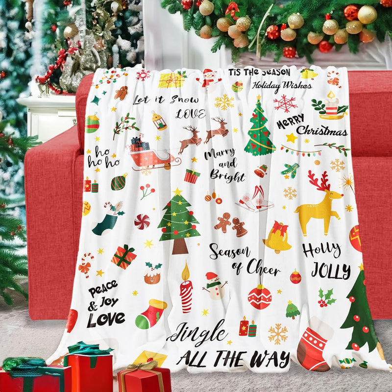 Christmas Throw Blanket Merry Christmas Tree Elk Reindeer Gifts Blankets Ultra