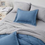 Blue Comforter Set Queen - 7 Pieces Reversible Blue Bed In A Bag With Comforters, Sheets, Pillowcases & Shams, Queen Blue Bed Set
