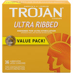 Ultra Ribbed Condoms For Ultra Stimulation, 36 Count, 1 Pack & Her Pleasure Sensations Lubricated Condoms - 12 Count (Packaging May Vary)