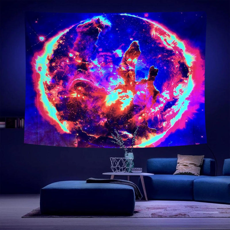 Pillars Of Creation Blacklight Tapestry Uv Reactive Space Nature Wall Tapestr
