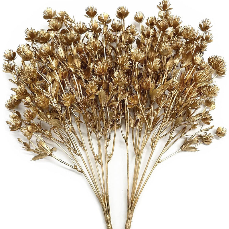 Gold Baby Breath Artificial Christmas Flowers, Plastic Gypsophila Plant Fake P