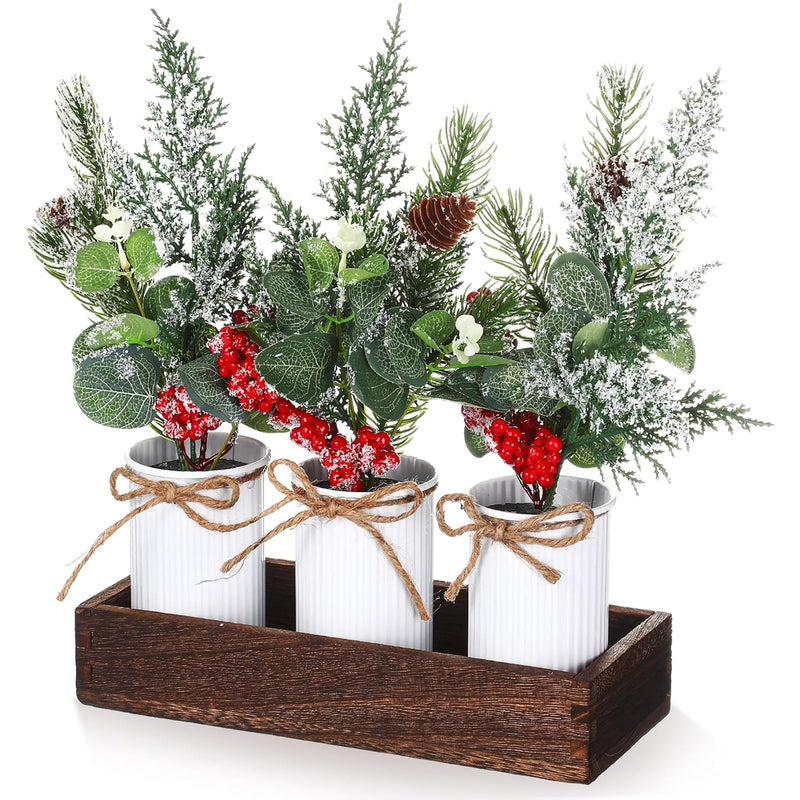Christmas Centerpieces Red Berry Christmas Artificial Pine Cone Snow Branches