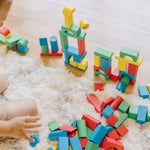 100-Piece Wooden Building Blocks Set for Toddlers Ages 2+