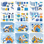 24 Set Hanukkah Gingerbread House Craft Kit with Stickers for Kids