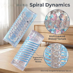 Blue Manual Male Masturbator with Spiral TPE Sleeve and Textured Grip