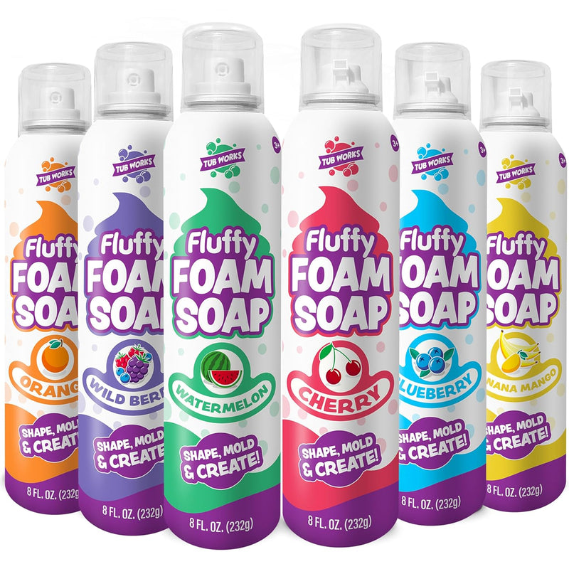 Fluffy Foam Soap, Variety 6 Pack Shape, Mold & Create Bath Art With Soft Ba