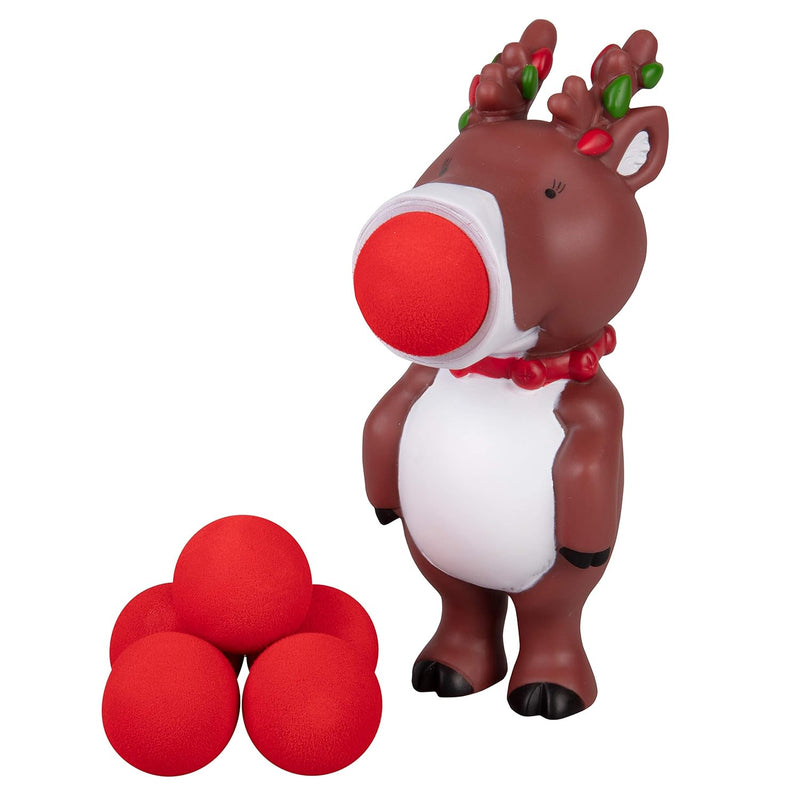 Holiday Christmas Reindeer Popper Toy Squeeze & Shoot Foam Balls Up To 20Ft Gi