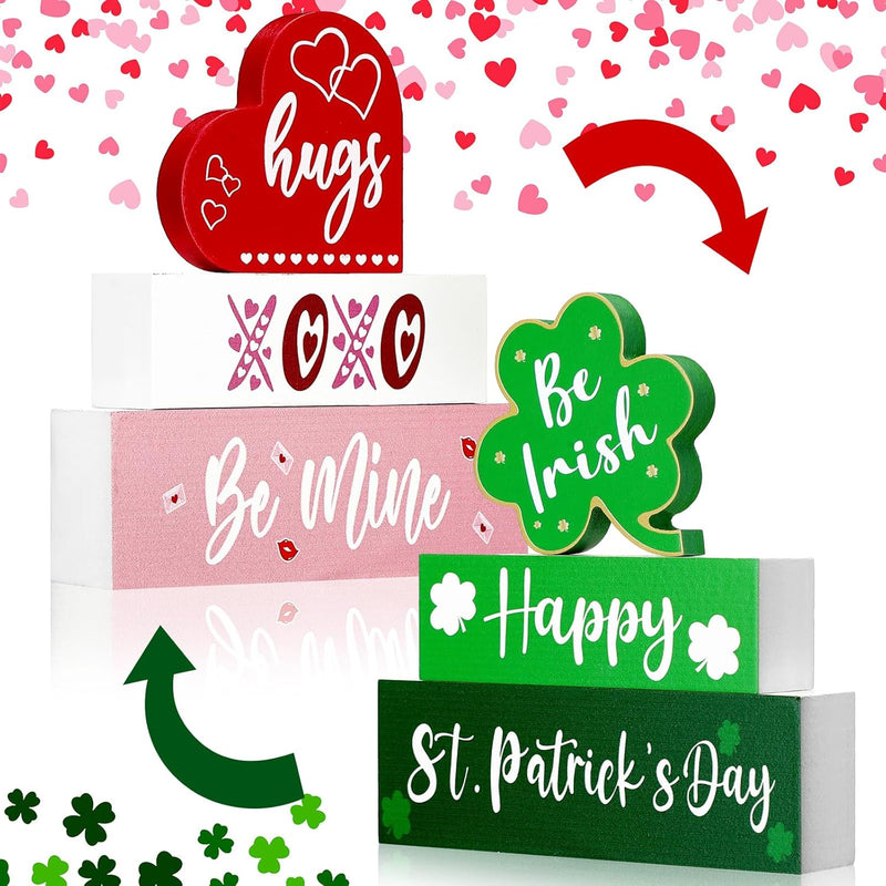 4 Pcs Valentine'S Day Table Decor Xoxo Heart Wooden Signs 3 Layered Double Sid