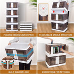 Closet Organizers and Storage 8.5 Gal, Storage Bins with Lids 4 Pack, Stackable Collapsible Storage Bins, Storage Cabinet with Wheels, Plastic Foldable Folding Box for Home, Dorm Room Essentials