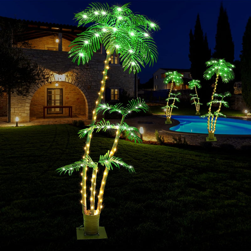 Lighted Palm Tree, 6Ft Palm Trees For Outside Patio, Christmas Palm Tree Decor