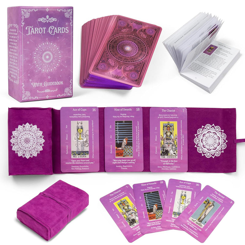 Tarot Cards With Guidebook With Meanings On Them Tarot Wrap Pouch With Placeme