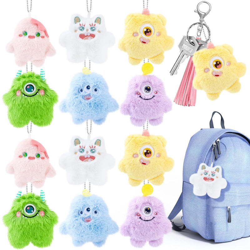 Hungdao 12 Pcs Halloween Small Devil Plush Keychain Mini Stuffed Animal Bul